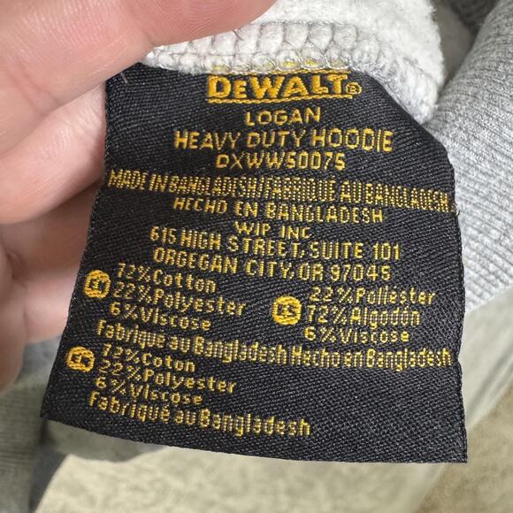 DeWALT Hoodie Mens Medium Gray Logan Heavy Duty Guaranteed Tough Pockets - Picture 8 of 12
